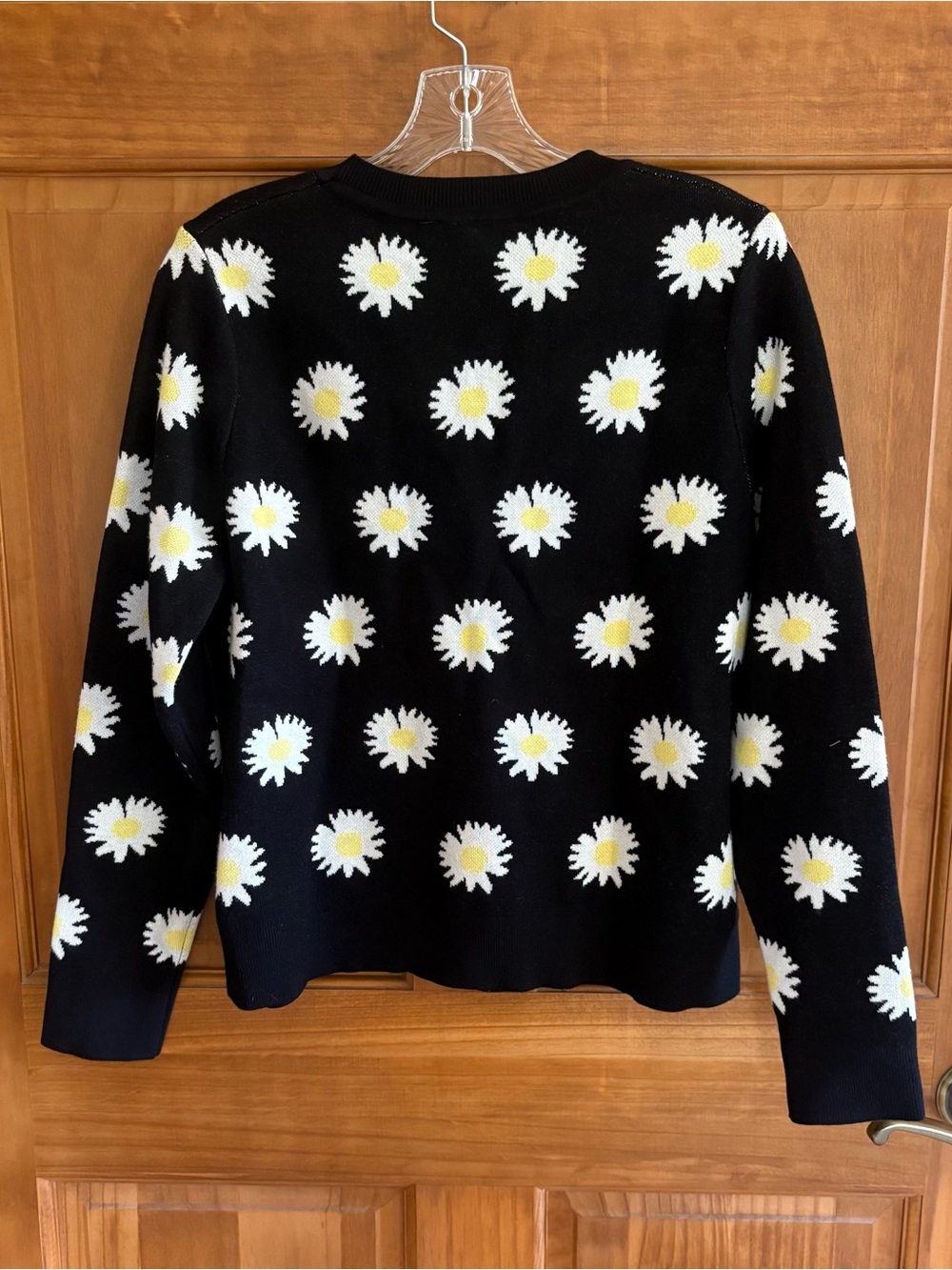 Adrianna Papell Black Crewneck Daisy Print Women's Sweater, Size M - Picture 5 of 7